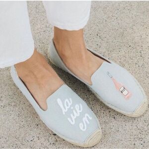 Saludos Espadrilles Flats Beachy Vacation Boho Embroidered La Vie En Rose Size 8